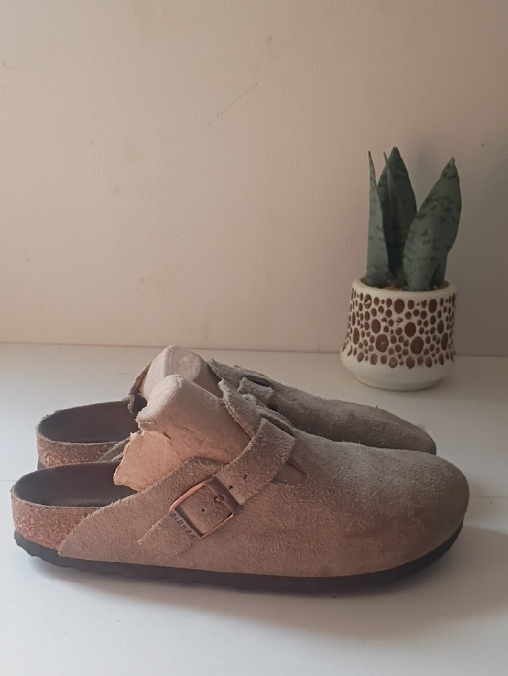Birkenstock Boston Brown Suede Clogs with Buckle Size 36 women's 5 - 5.5